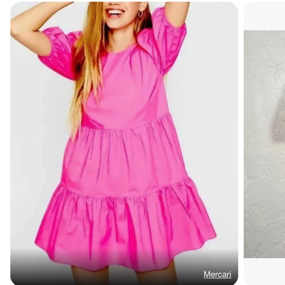 Aqua poplin tiered mini dress.